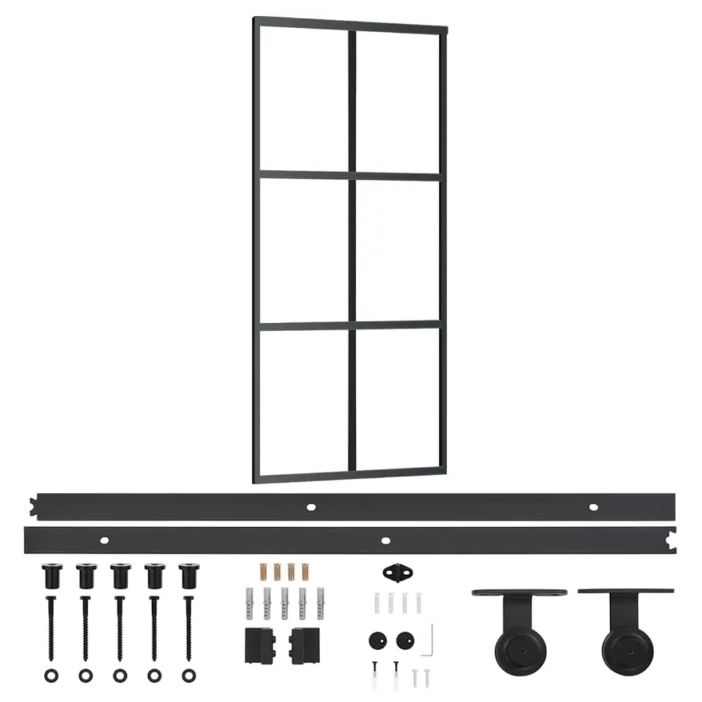 vidaXL Skyvedør med monteringssett 90x205 cm ESG glass og aluminium