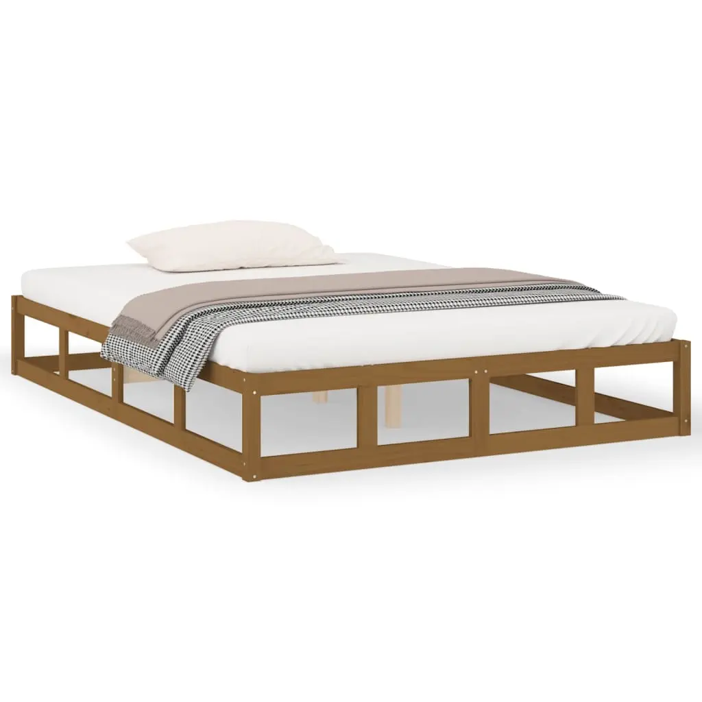vidaXL Sengeramme honningbrun 120x190 cm Small Double heltre