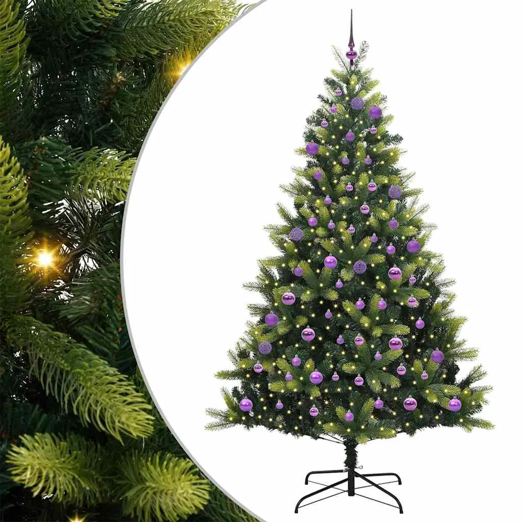 vidaXL Kunstig leddet juletre med 300 LED-lamper Grønn 180 cm