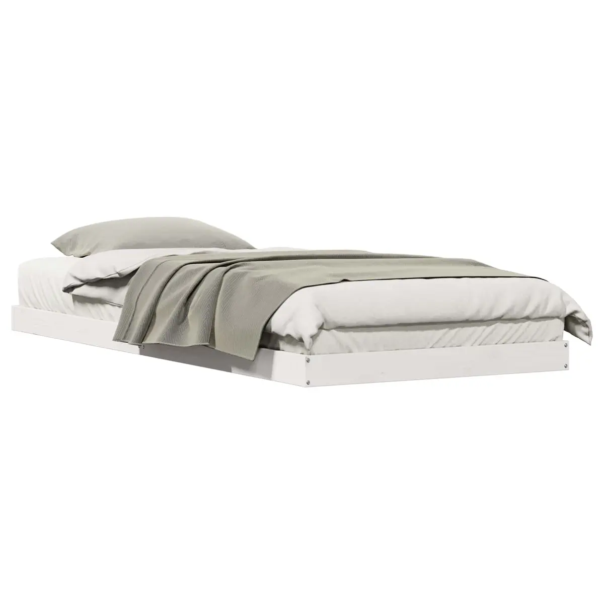 vidaXL Gulvsengramme Hvit 90 x 210 cm Massiv furu