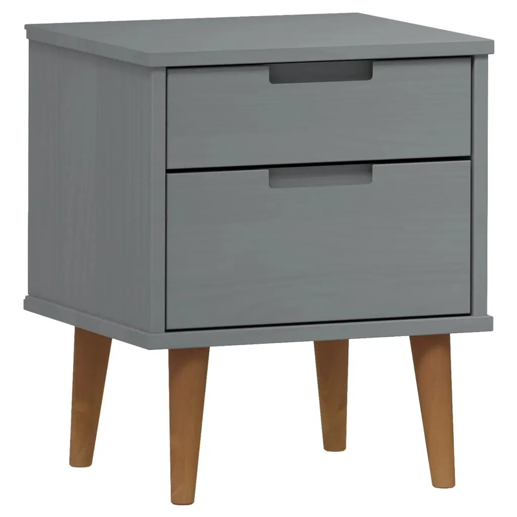 vidaXL Nattbord MOLDE grå 40x35x48 cm heltre furu