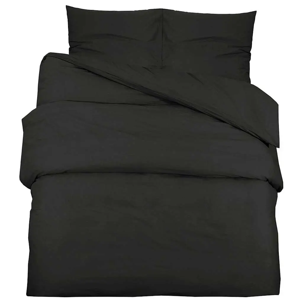 vidaXL Sengesett svart 200x200 cm lett mikrofiber