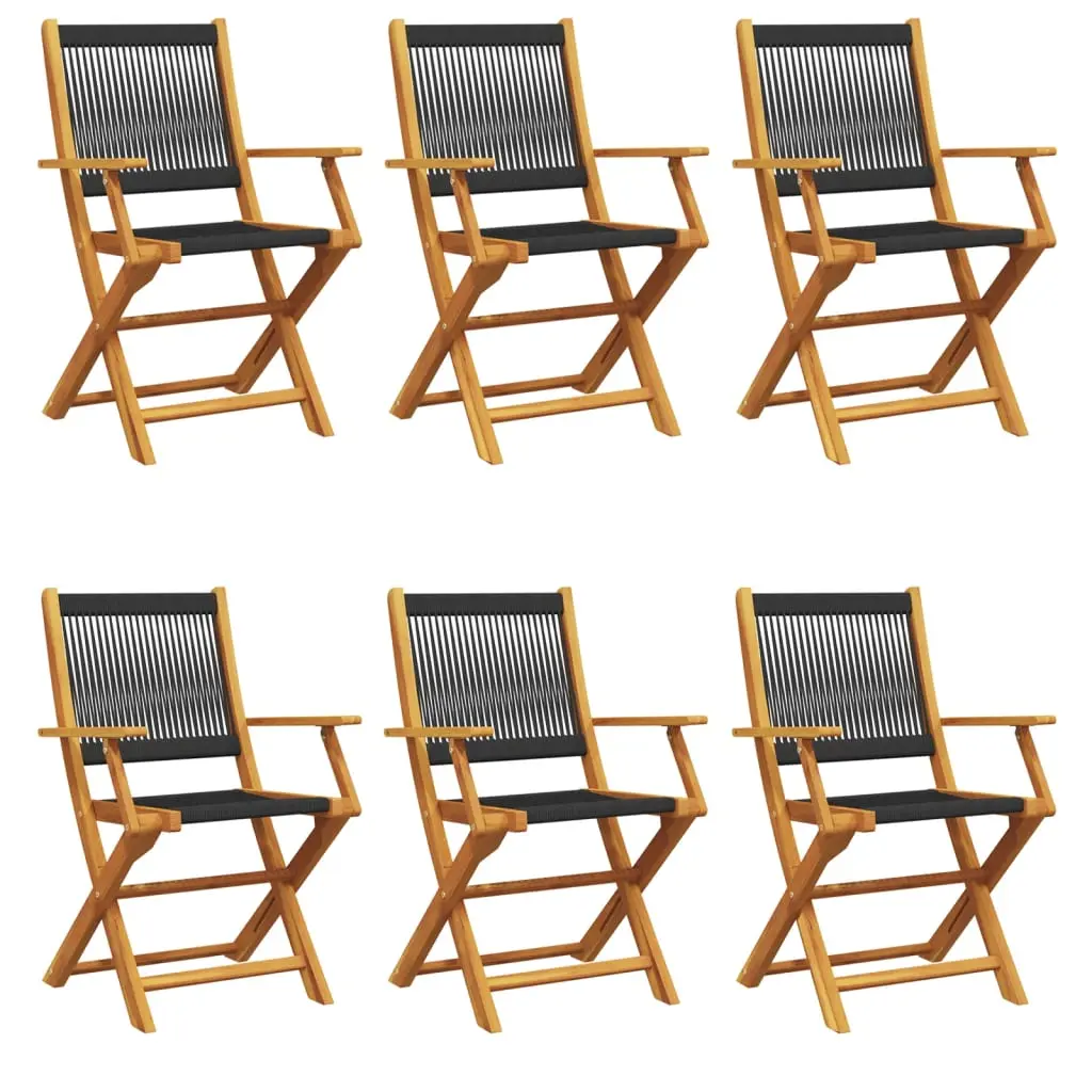 vidaXL Klappstoler 6 stk. svart heltre akasie