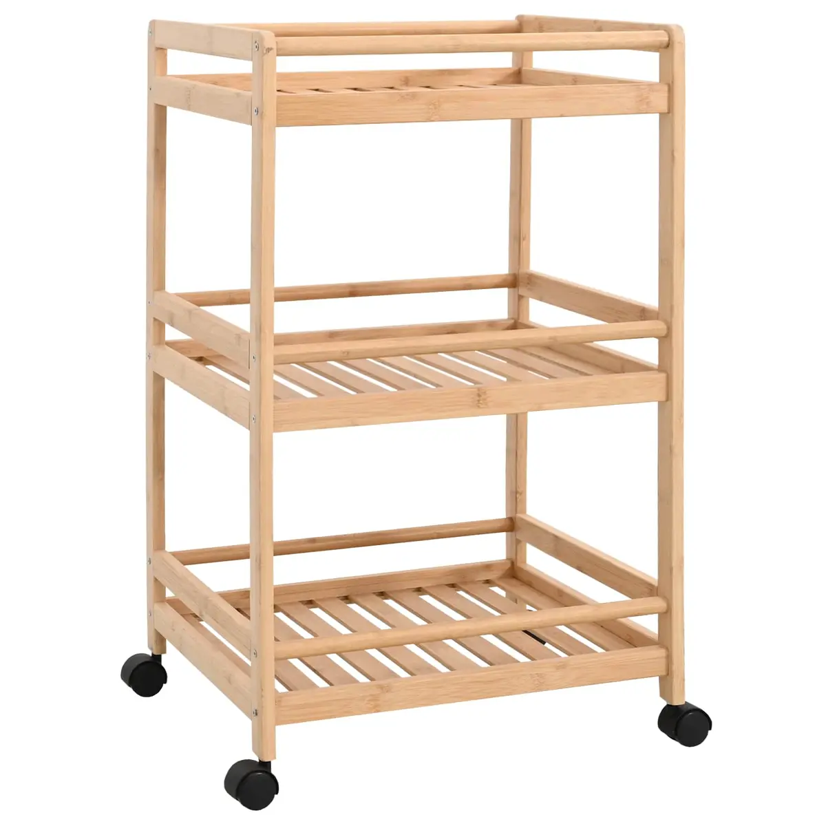 vidaXL Kjøkkenvogn med hjul Naturlig 46 x 38 x 76 cm Bambus
