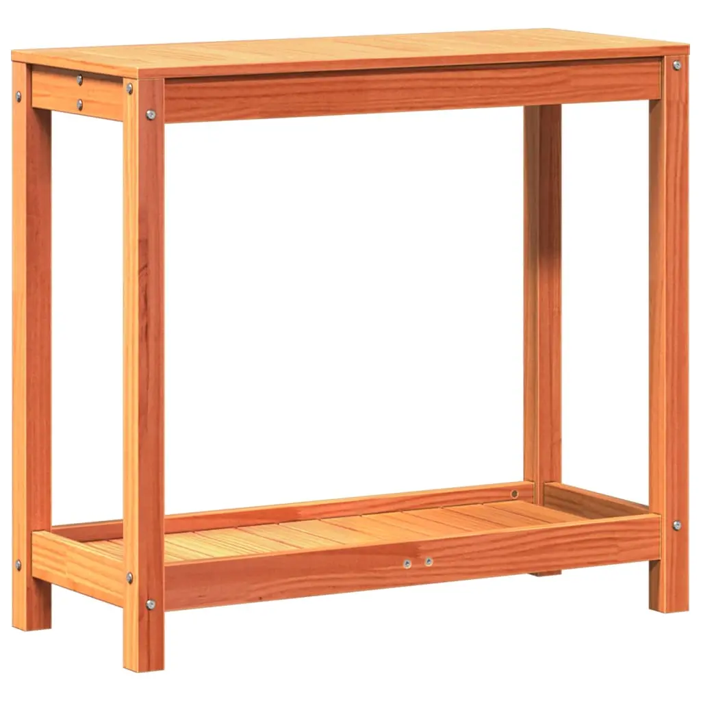 vidaXL Pottebord med hylle voksbrun 82,5x35x75 cm heltre furu