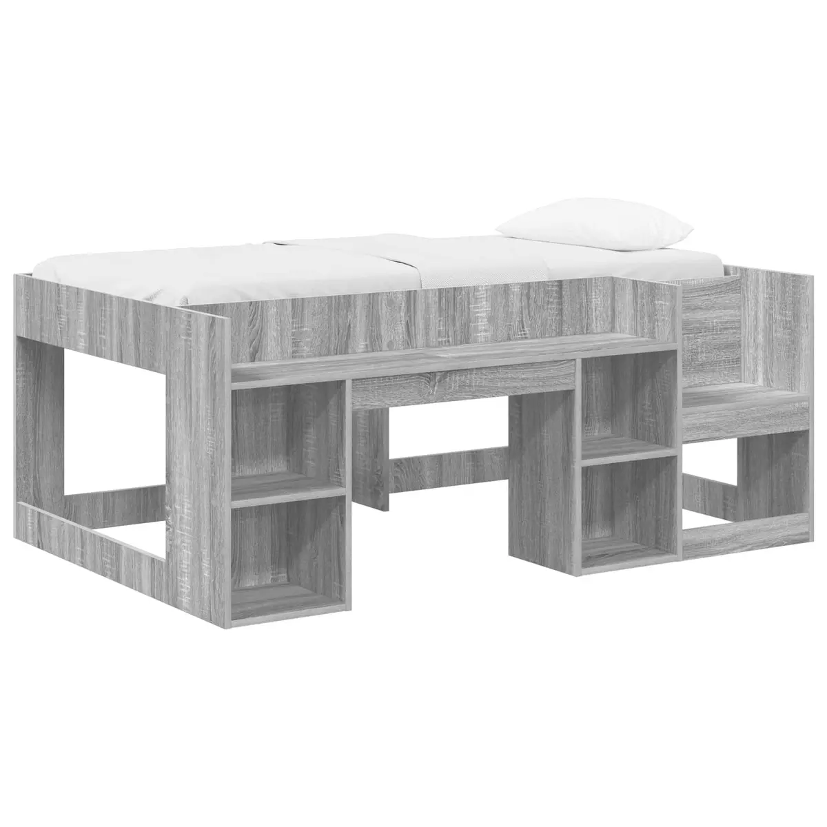 vidaXL Barneseng med oppbevaring Grå Sonoma 80 x 160 cm Konstruert tre
