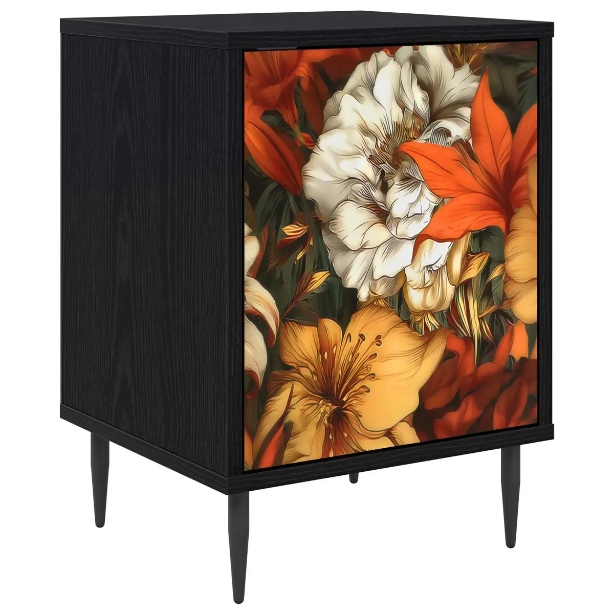 vidaXL Nattbordskap GENNEP Svart eik 36 x 33 x 51 cm Konstruert tre