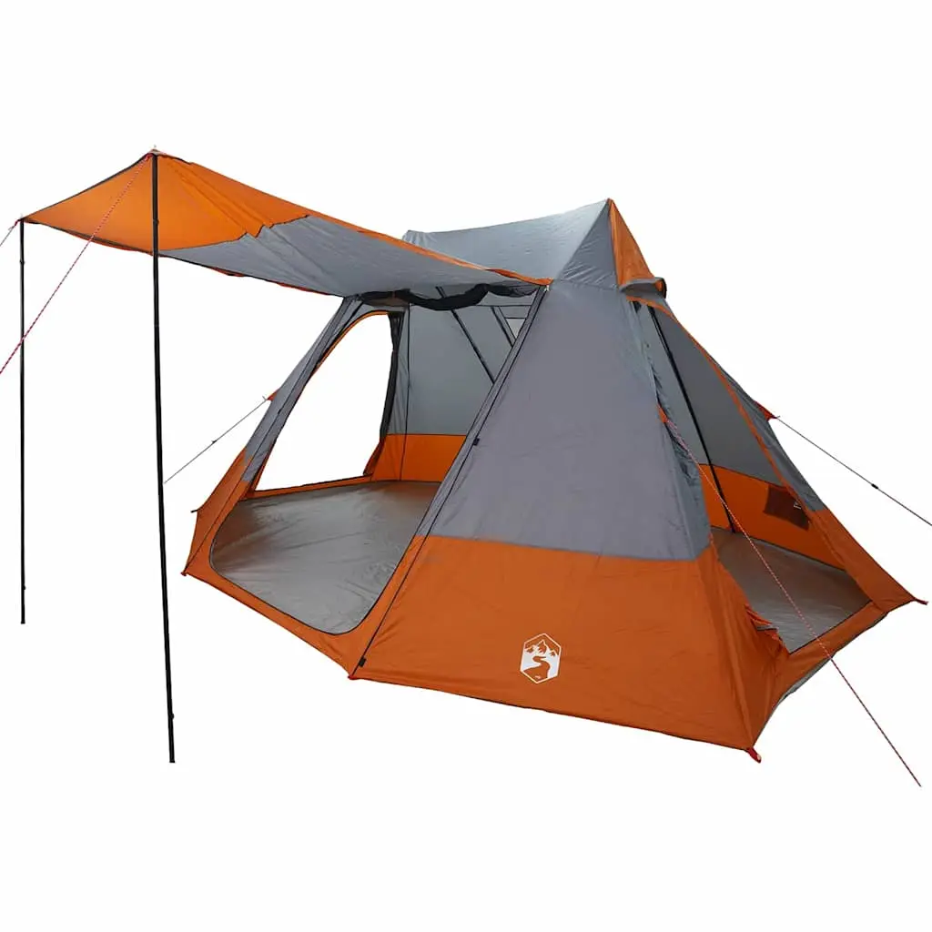 vidaXL Camping Telt 10-personers Vanntett Grå og Oransje taft