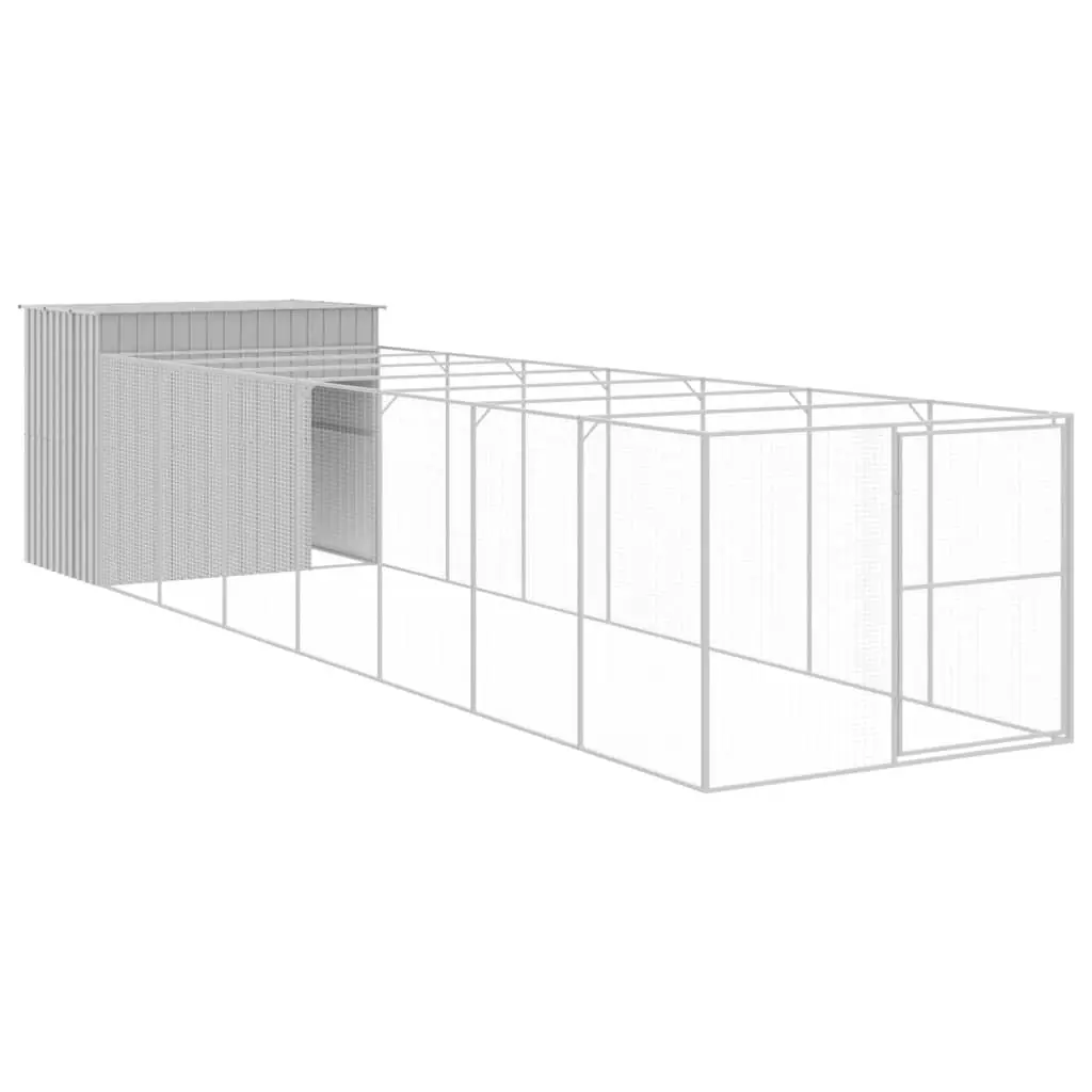 vidaXL Hundehus med tak lysegrå 214x865x181 cm galvanisert stål