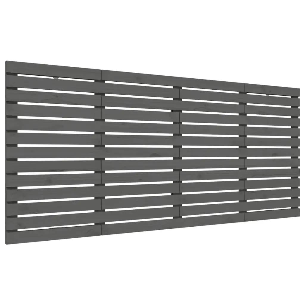vidaXL Veggmontert sengegavl grå 206x3x91,5 cm heltre furu