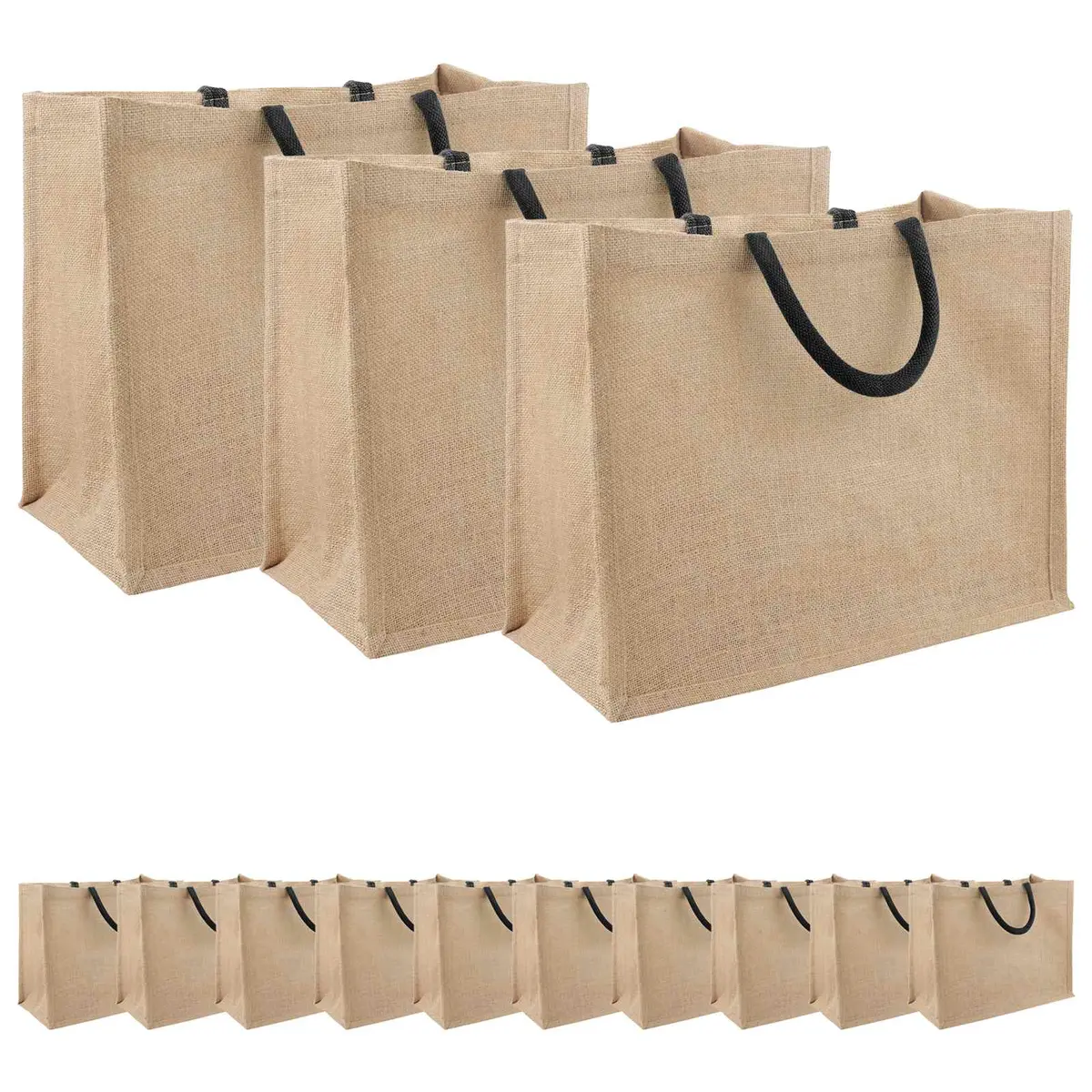 vidaXL Jute håndvesker 50 Naturlig og svart 42 x 33 x 19 cm
