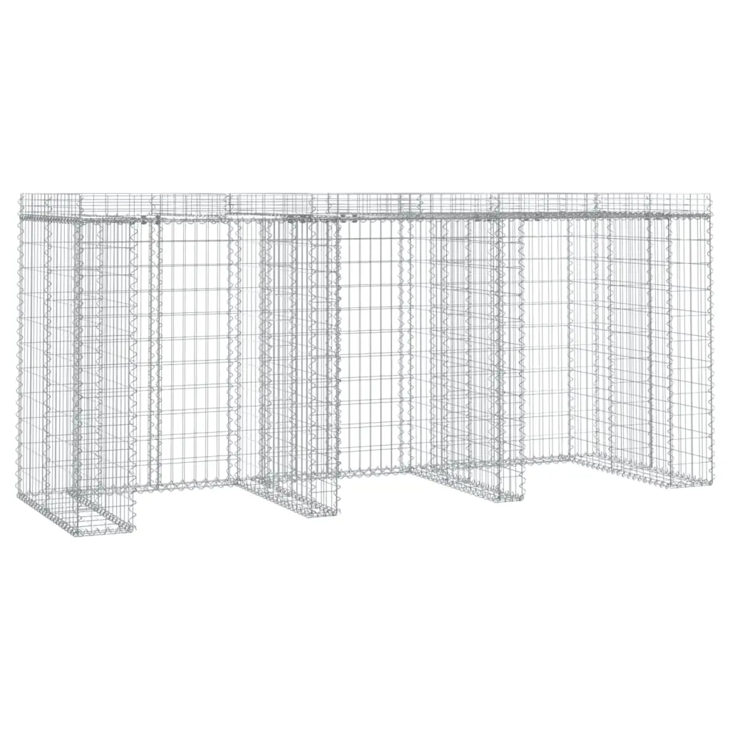 vidaXL Gabionvegg for søppelkasse 270x91x120 cm galvanisert jern