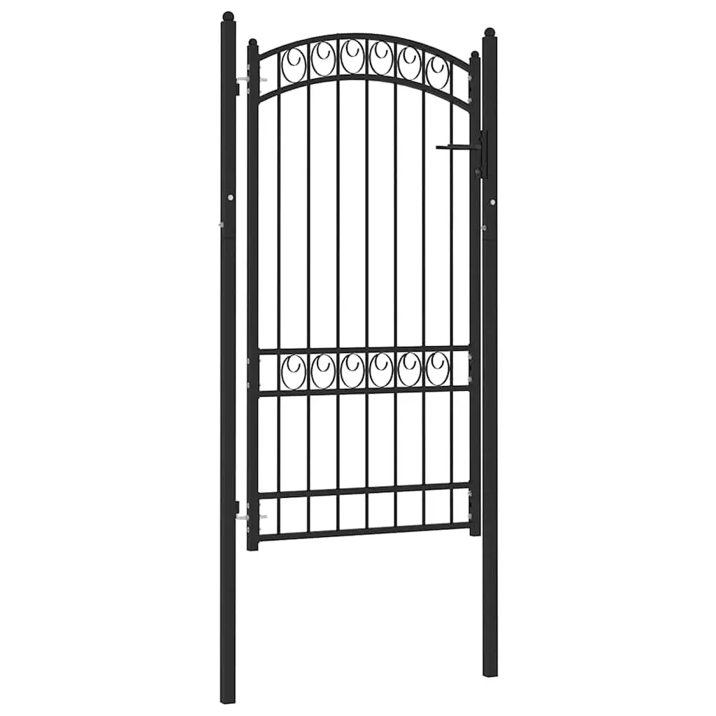 vidaXL Gjerdeport EMMEN med buet topp stål 100x123,5 cm svart
