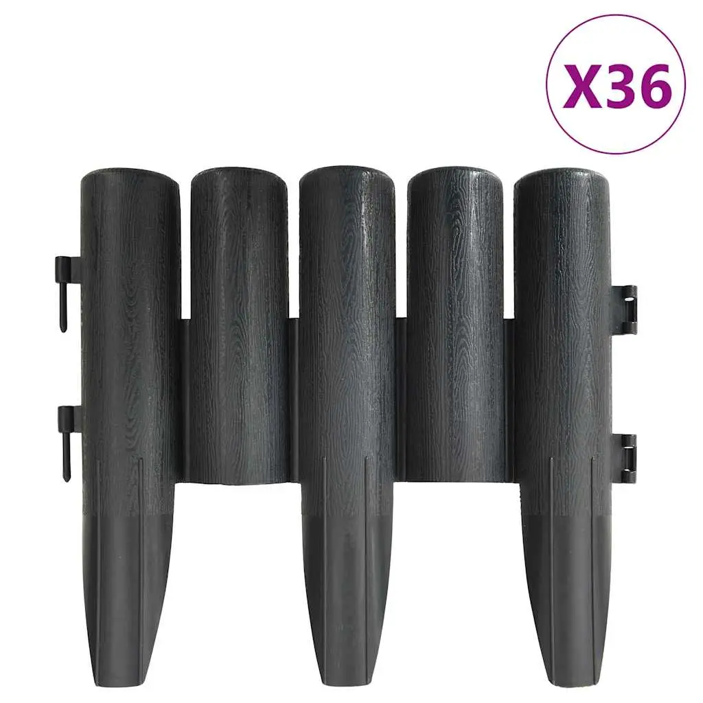 vidaXL Plenkanter 36 stk antrasitt 10 m PP