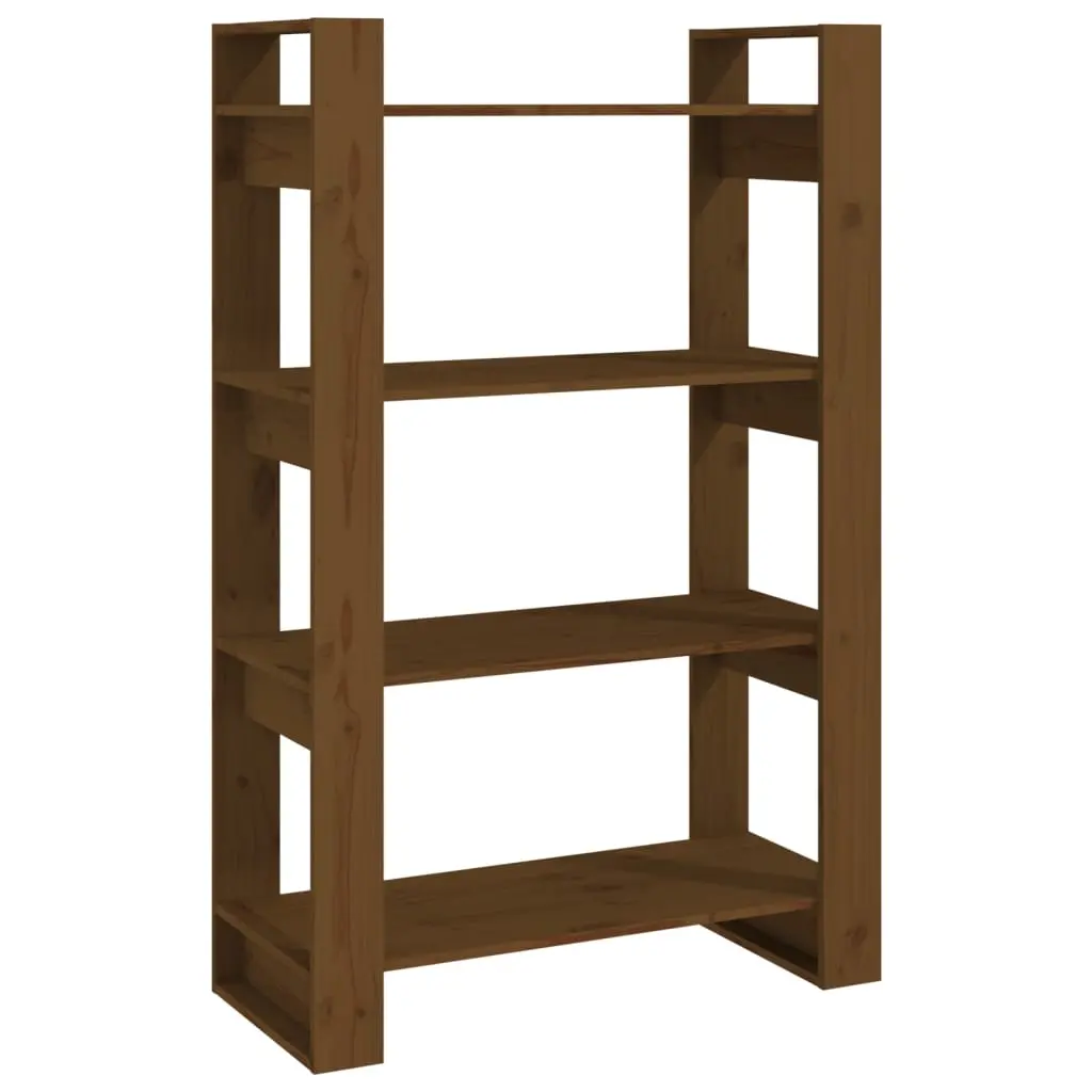 vidaXL Bokhylle/romdeler honningbrun 80x35x125 cm heltre