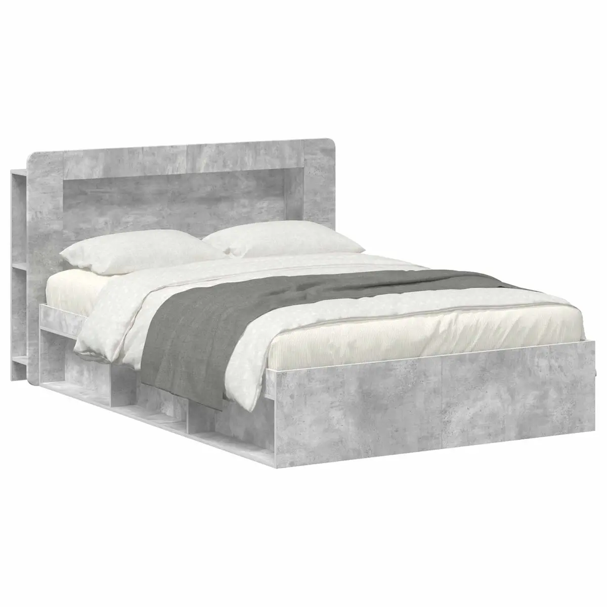 vidaXL Sengeramme med oppbevaring Betonggrå 140 x 190 cm