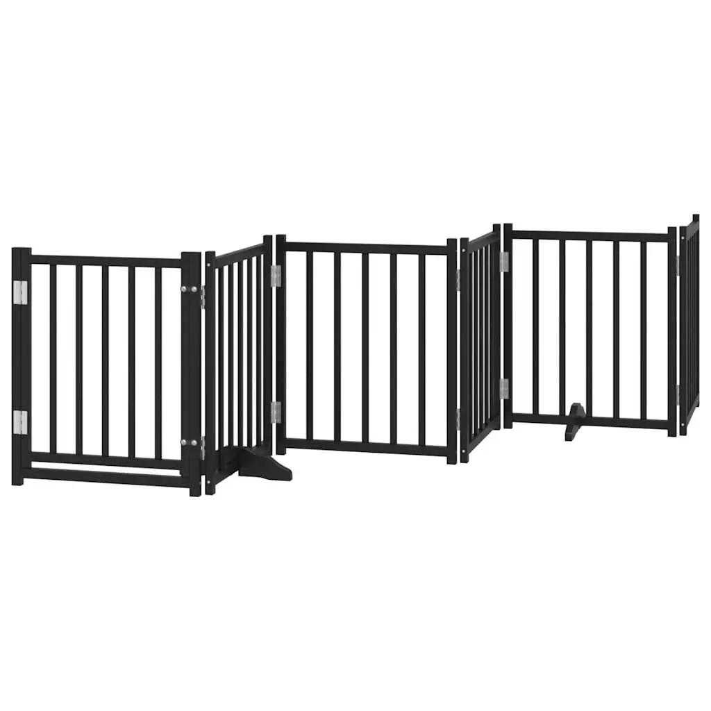 vidaXL Hundeport dør sammenleggbar 6 paneler svart 300 cm heltre gran