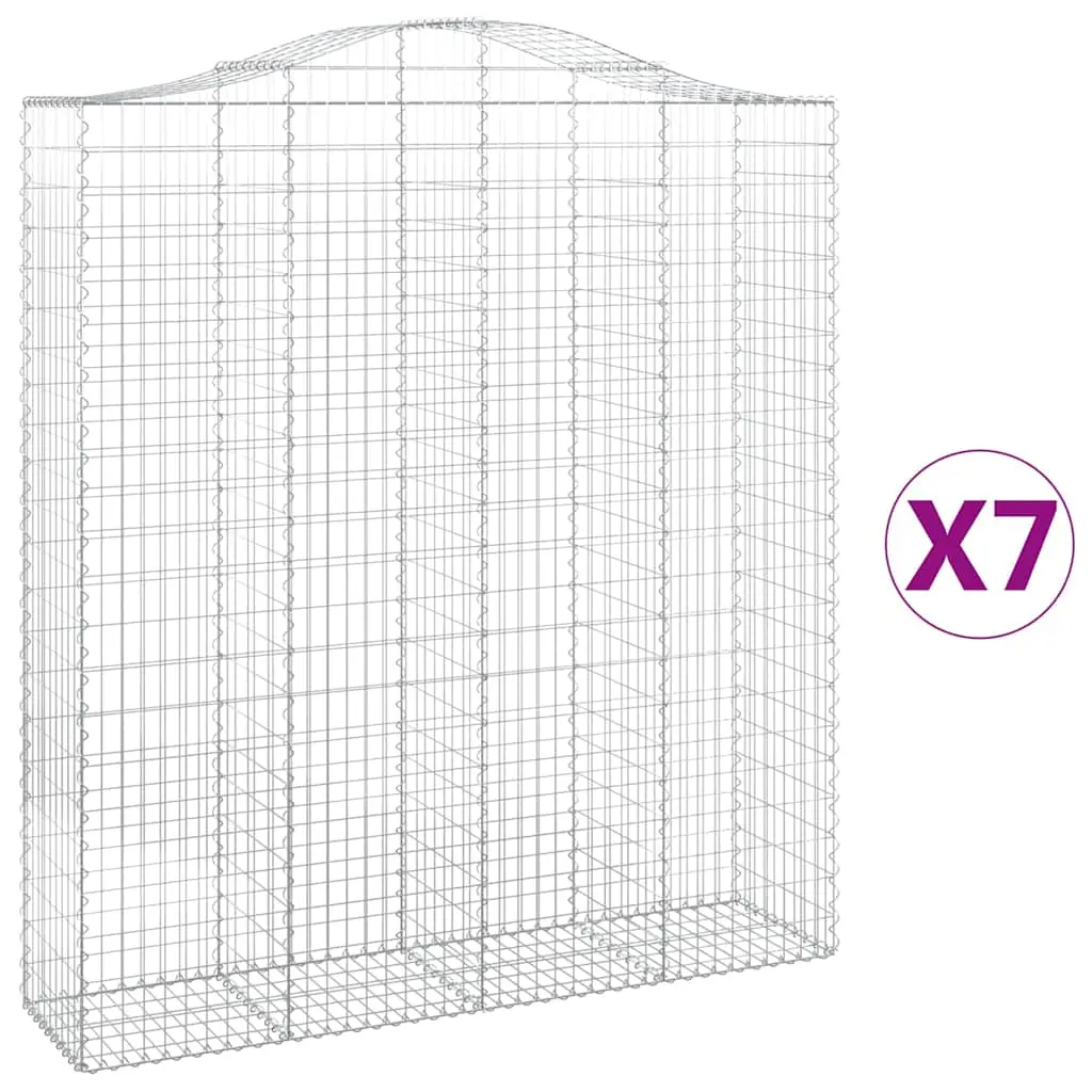vidaXL Gabionkurver buede 7 stk 200x50x220/240 cm galvanisert jern
