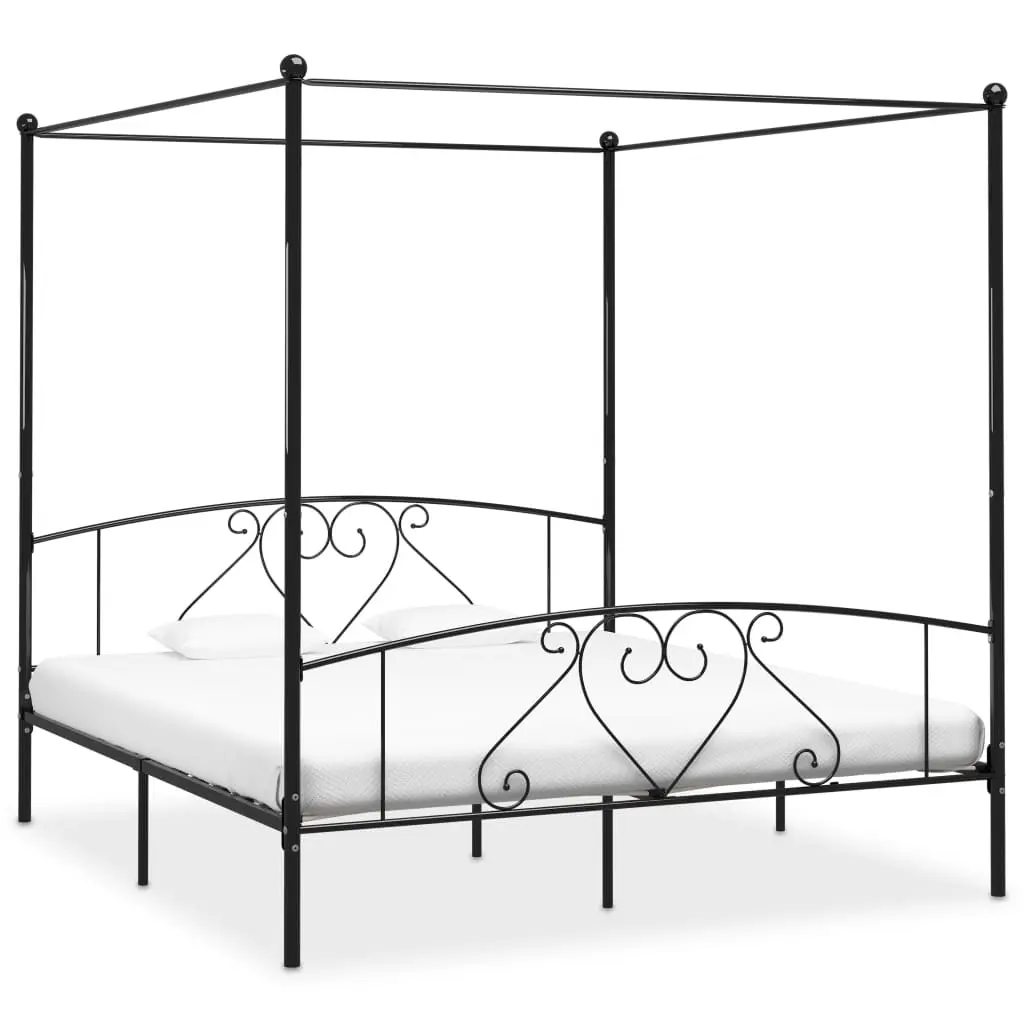 vidaXL Himmelsengeramme svart metall 200x200 cm