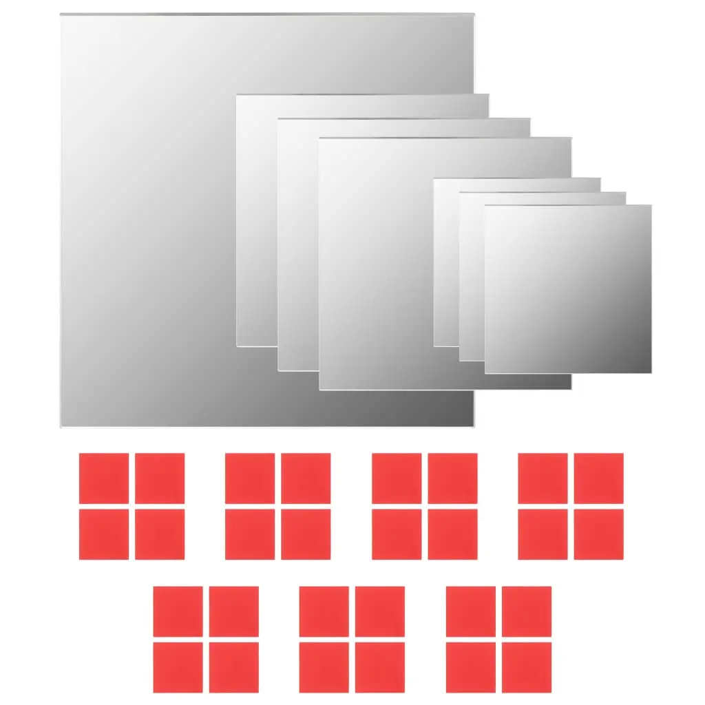 vidaXL Veggspeilsett 7 deler firkantet glass
