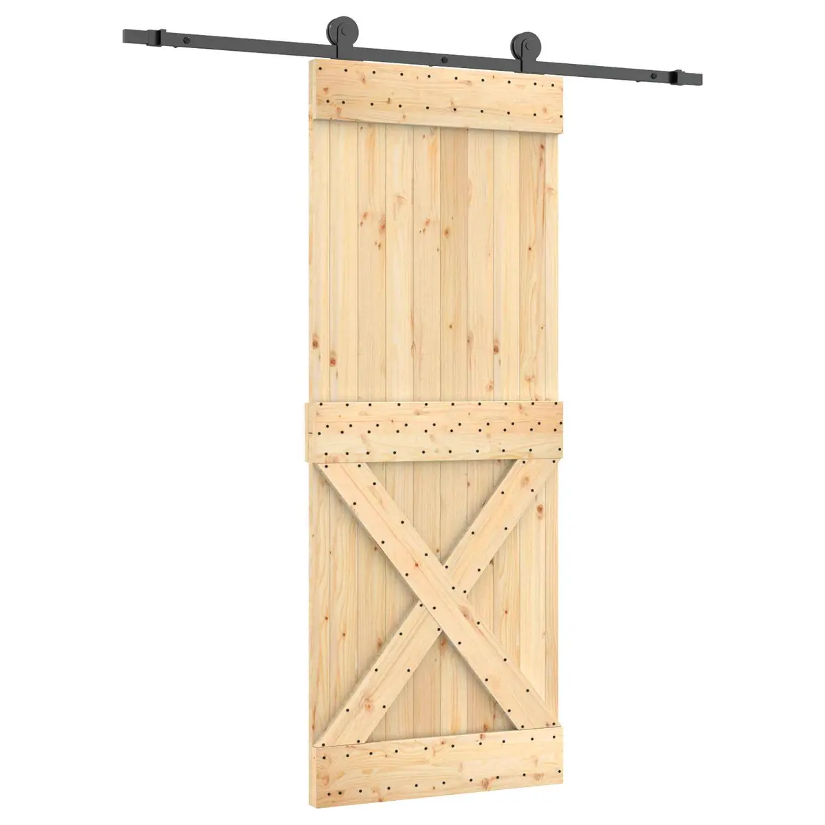 vidaXL Skyvedør 80 x 210 cm Massiv Furu Tre (Ubehandlet)