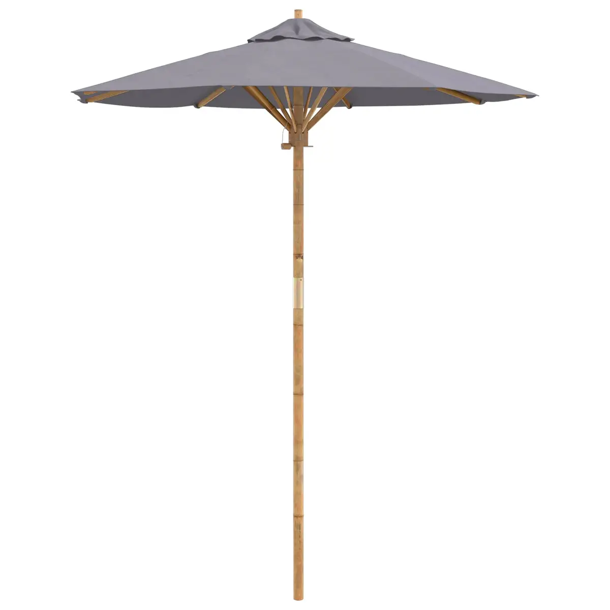 vidaXL Hageparasol Ø 180 x 230 cm Bambus Rund Mørkegrå