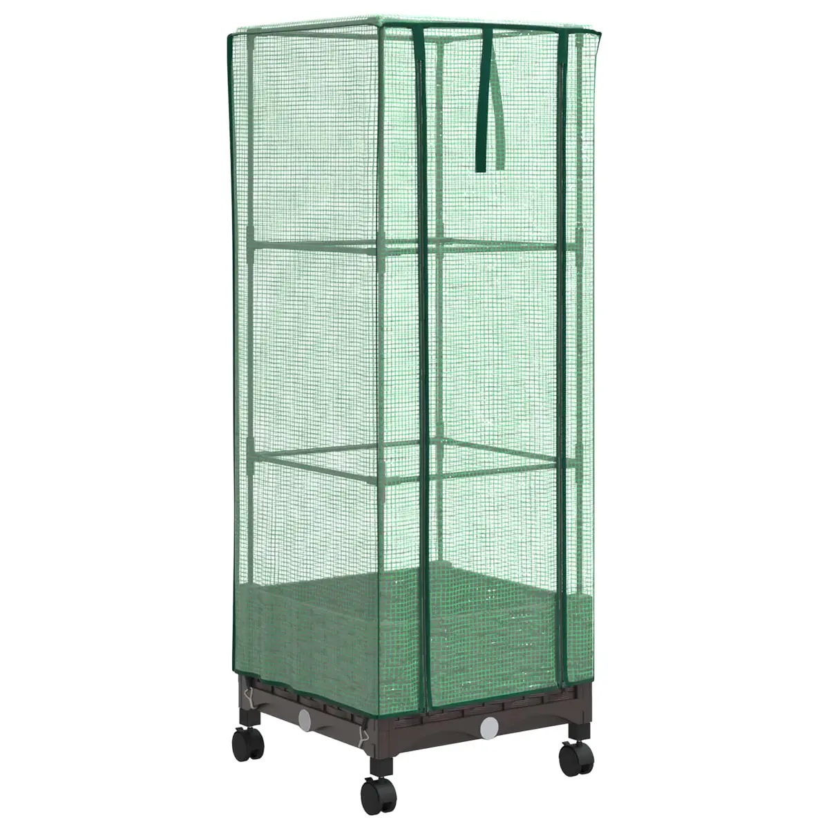vidaXL Hageplantekasse med drivhusdeksel og hjul Brun 40 x 40 x 129 cm