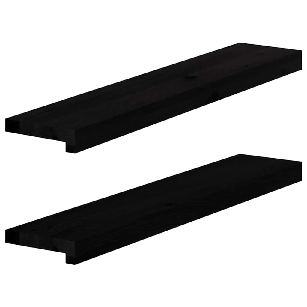 vidaXL Vinduskarmer 2 stk brunsvart 80x15x2 cm heltre eik