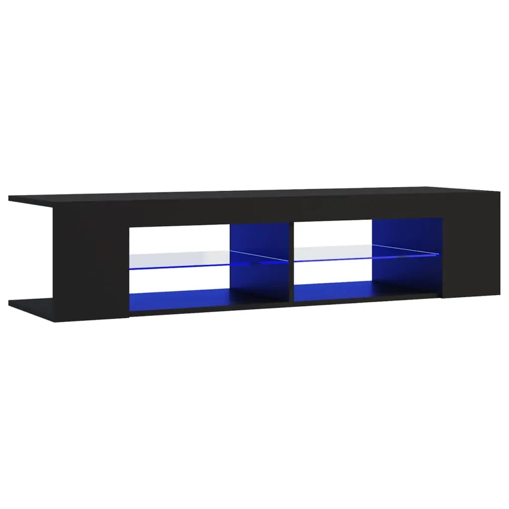 vidaXL TV-benk med LED-lys svart 135x39x30 cm