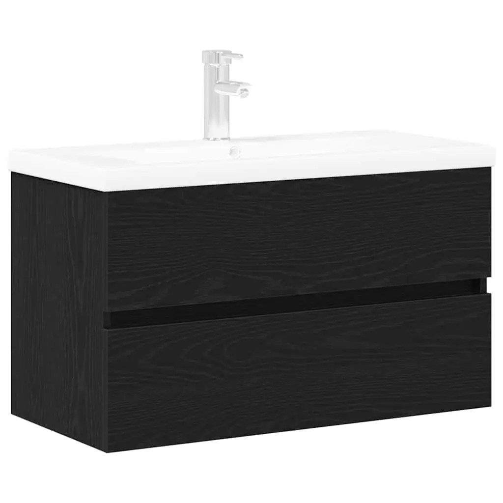 vidaXL Baderomsvaskeskap Svart Eik 80 x 39 x 62 cm Konstruert tre