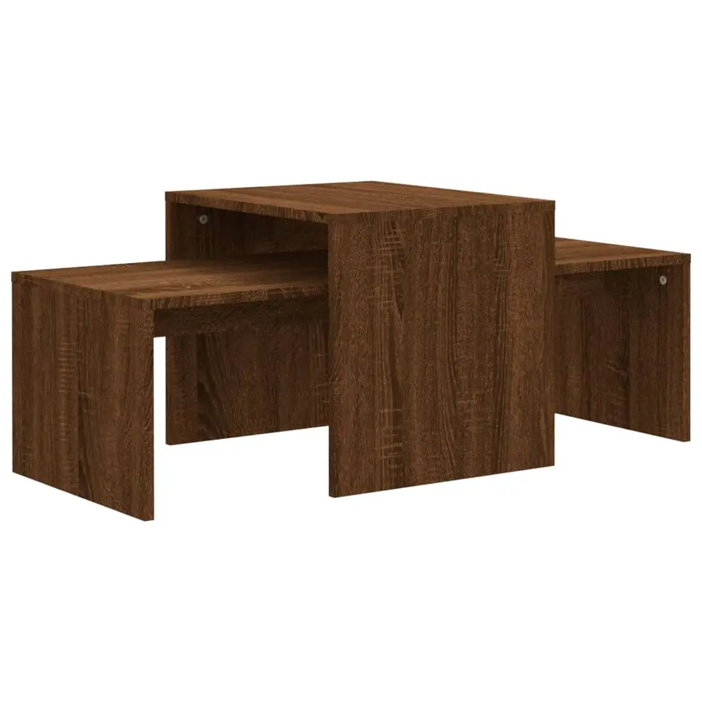 vidaXL Salongbordsett brun eik 100x48x40 cm konstruert tre