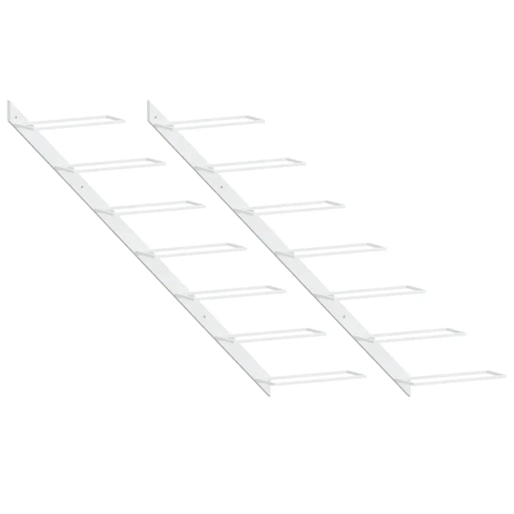 vidaXL Veggmontert vinstativ for 7 flasker 2 stk hvit metall