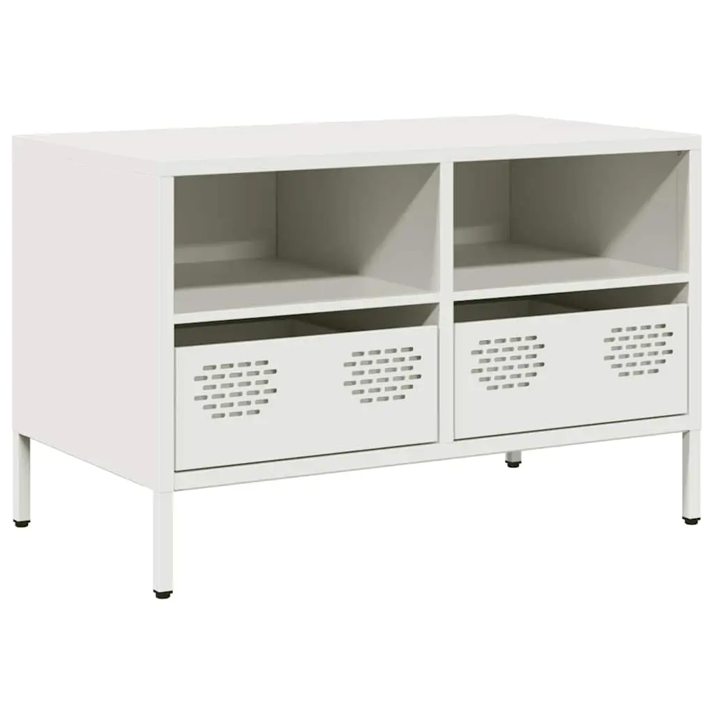 vidaXL TV-benk hvit 68x39x43,5 cm kaldvalset stål
