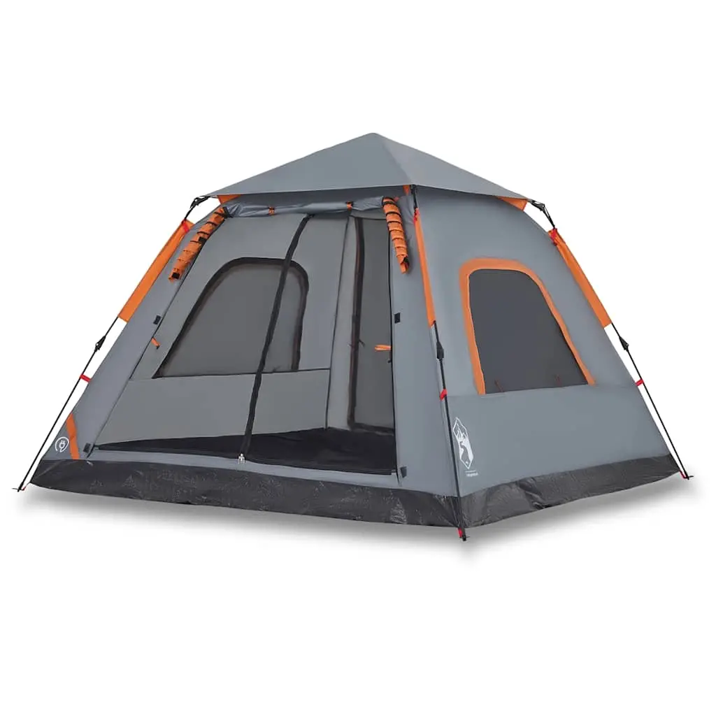 vidaXL Campingtelt 5 personer grå og oransje hurtigutløser