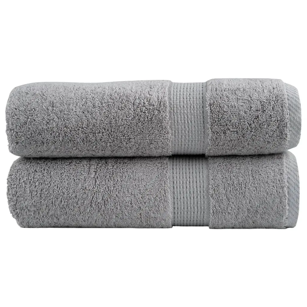 vidaXL Premium badehåndklær SOLUND 2 stk grå 100x150 cm 600gsm