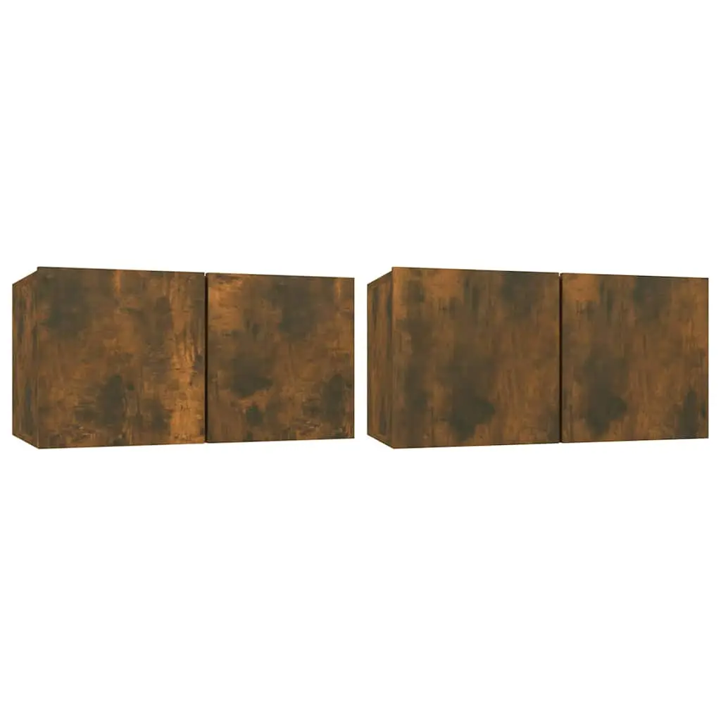vidaXL TV-benksett 2 pcs Brun Konstruert tre