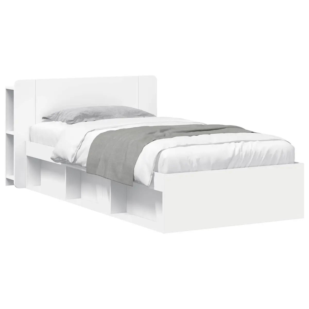 vidaXL Sengeramme med oppbevaring Hvit 90 x 190 cm Konstruert tre
