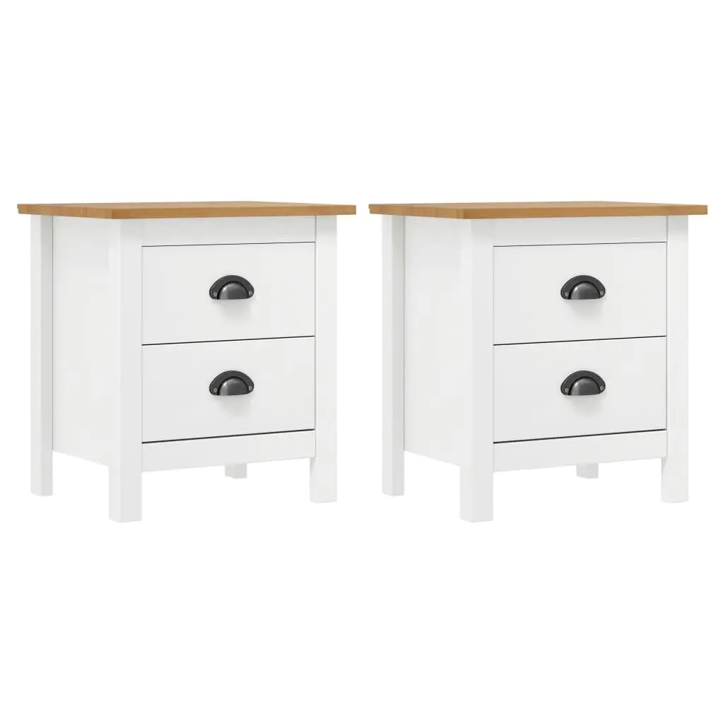 vidaXL Nattbord Hill 2 stk hvit 46x35x49,5 cm heltre furu