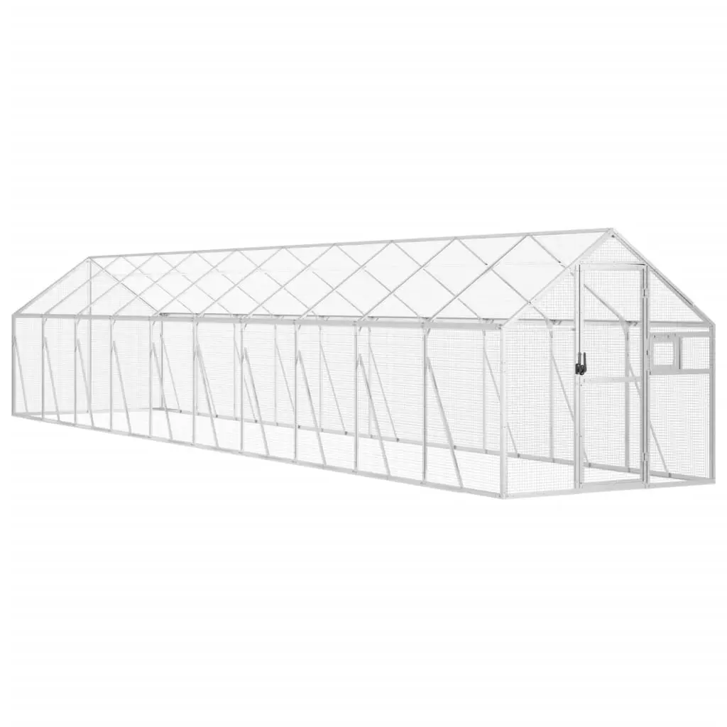 vidaXL Fuglehus sølv 1,79x10x1,85 m aluminium