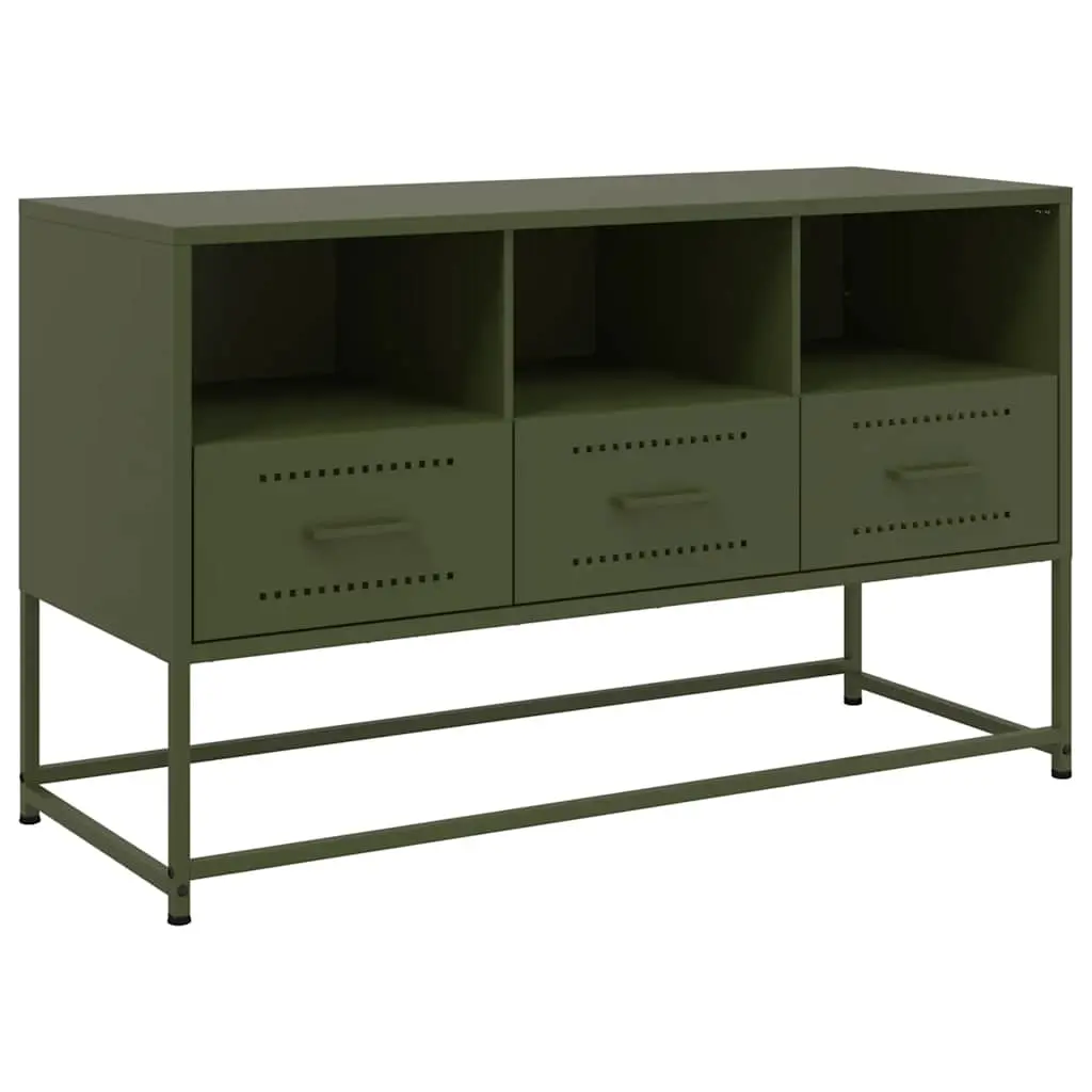 vidaXL TV-benk olivengrønn 100,5x39x60,5 cm stål