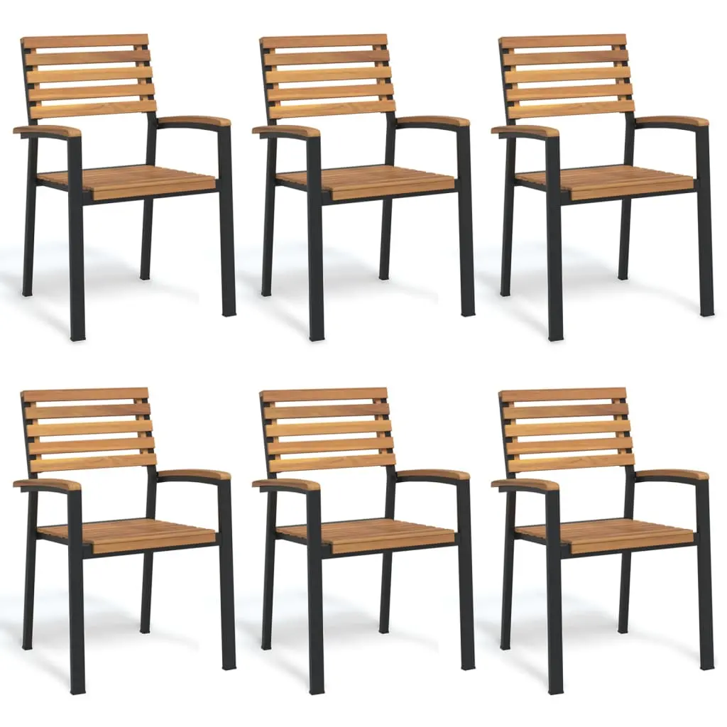 vidaXL Stablebare hagestoler 6 stk heltre akasie og metall