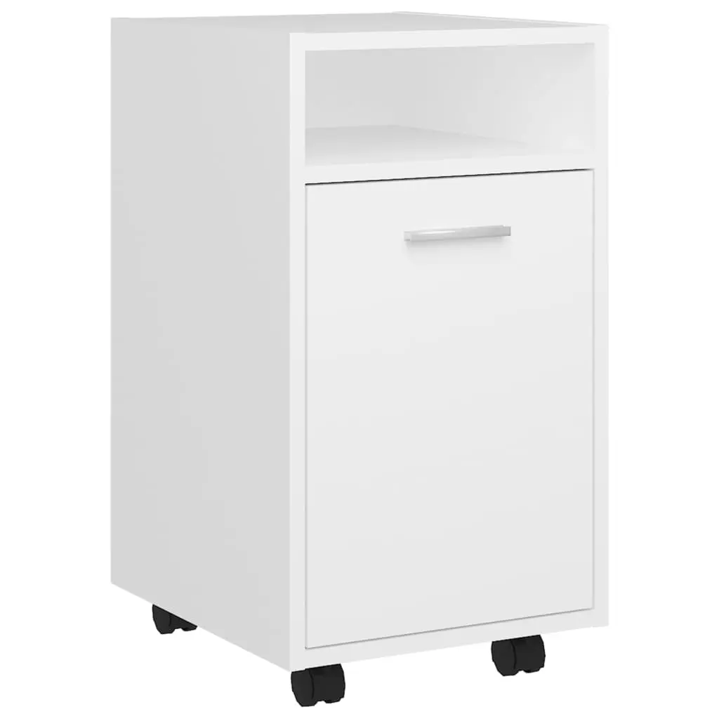 vidaXL Sideskap med hjul hvit 33x38x60 cm konstruert tre