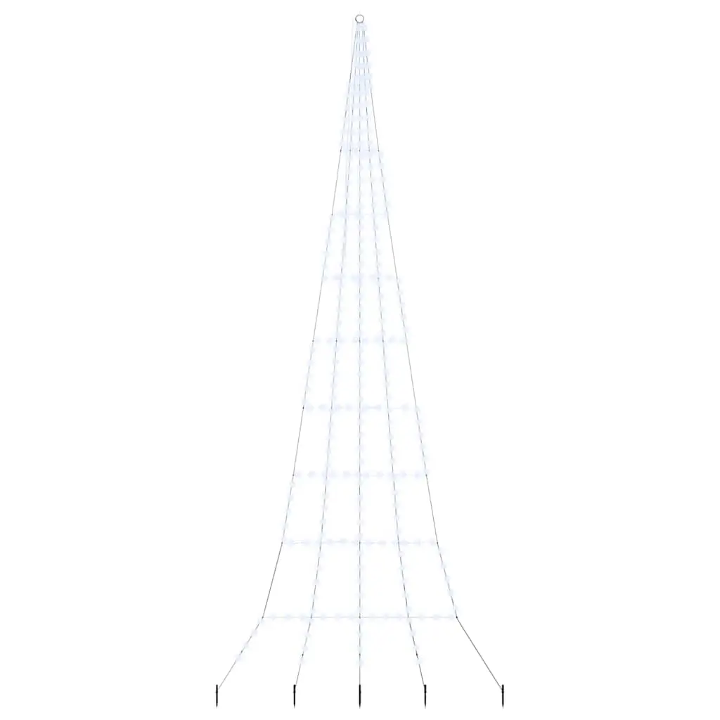 vidaXL LED Juletre med Bakkepler Kaldhvit 511 cm Metall