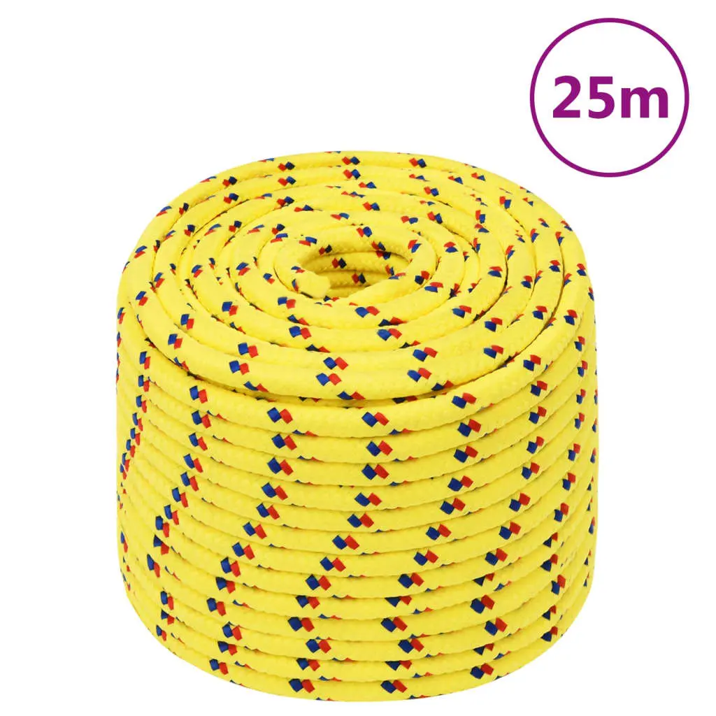 vidaXL Båttau gul 12 mm 25 m polypropylen