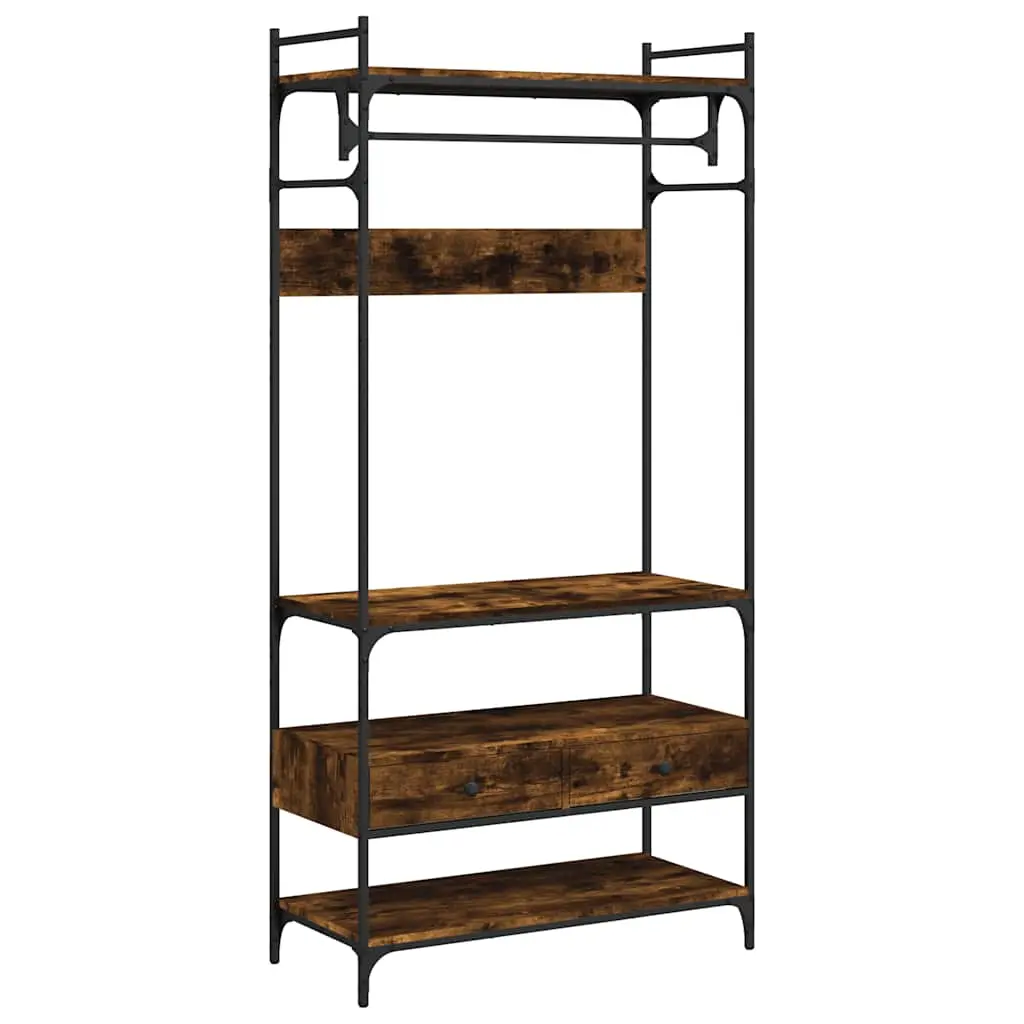 vidaXL Garderobe med skuffer røkt eik 89x39x184,5 cm konstruert tre