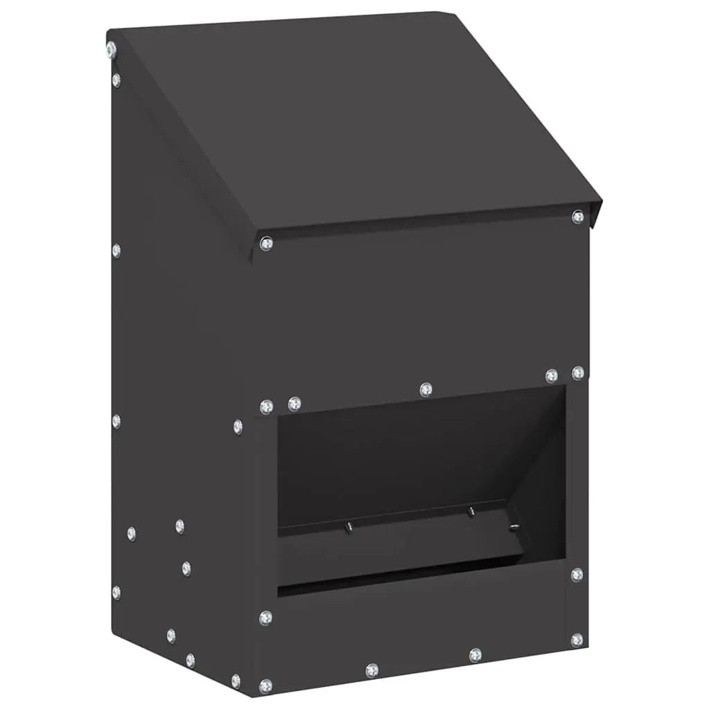 vidaXL Hønsefutteral Svart 21 x 16 x 33 cm 3 kg Kaldvalsget Stål
