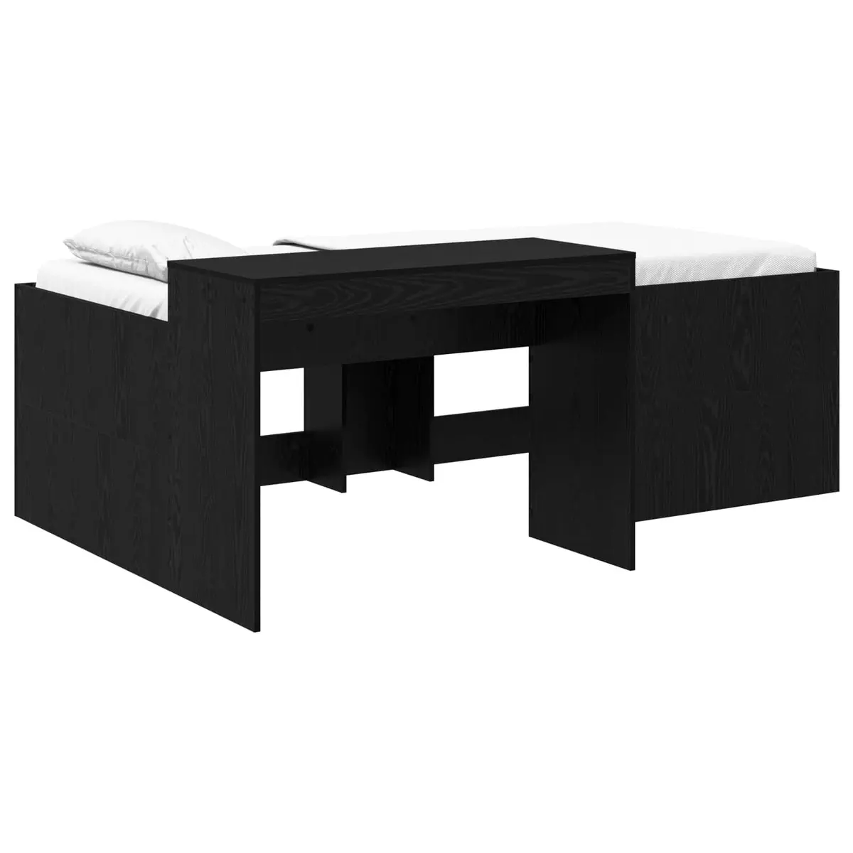 vidaXL Barneseng med skrivebord Svart 75 x 190 cm Konstruert tre