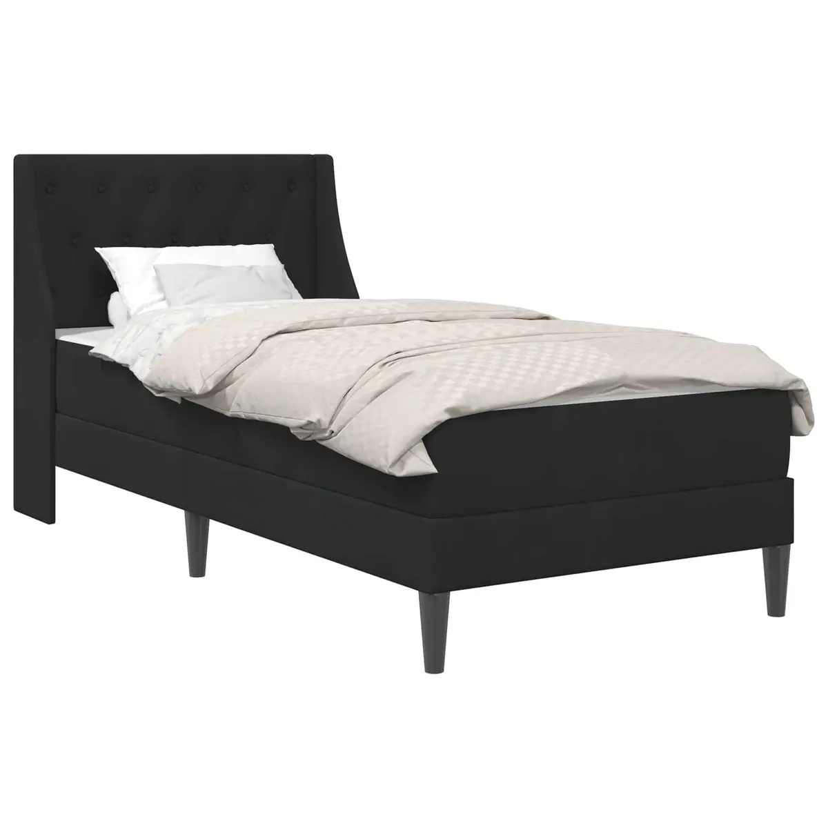 vidaXL Sengeramme med madrass med hodegjerde Svart 90 x 190 cm Fløyel