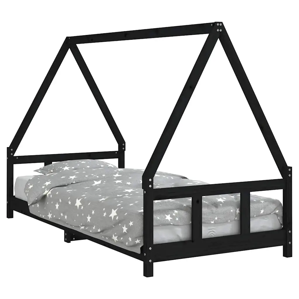 vidaXL Barnesengeramme svart 90x200 cm heltre furu