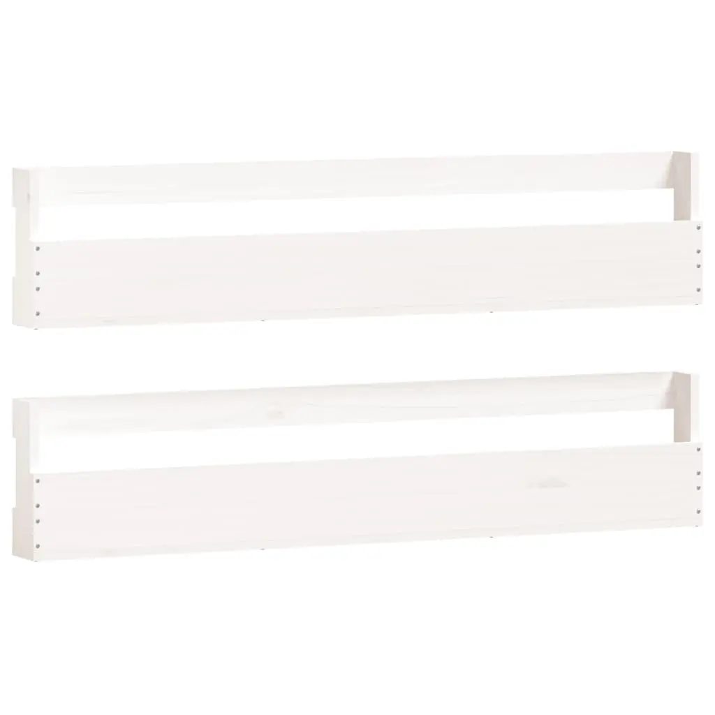 vidaXL Veggmonterte skohyller 2 stk hvit 110 x 9 x 23 cm heltre furu